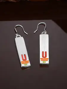 Estele Rhodium-Plated Geometric Drop Earrings