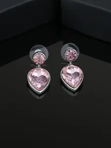 Estele Rhodium-Plated Teardrop Shaped Drop Earrings