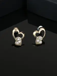 Estele Gold-Plated Heart Shaped Studs Earrings
