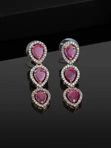 Estele Rose Gold-Plated Teardrop Shaped Drop Earrings