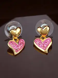 Estele Gold-Plated Heart Shaped Studs Earrings