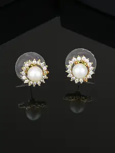 Estele Gold-Plated Floral Studs Earrings
