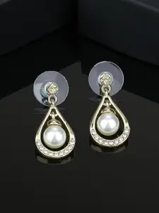 Estele Gold-Plated Teardrop Shaped Drop Earrings