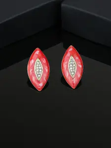 Estele Gold-Plated Leaf Shaped Studs Earrings