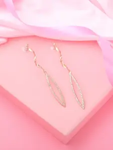 Estele Rose Gold-Plated Teardrop Shaped Drop Earrings
