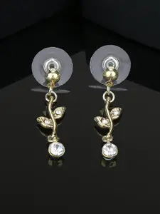 Estele White Leaf Shaped Drop Earrings