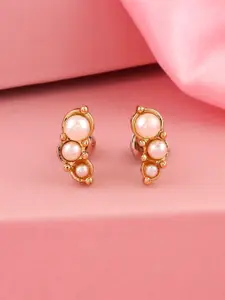Estele Gold-Plated Beaded Contemporary Studs Earrings