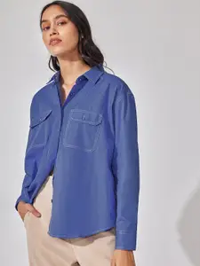 The Label Life Cotton Casual Shirt Topstitch Detail