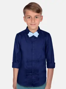 Allen Solly Junior Boys Slim Fit Pin Tucked Pure Cotton Casual Shirt with Bow Tie