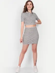 DOLSU Striped Knitted Pencil Midi Skirt