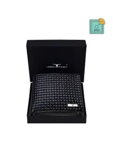 URBAN FOREST Men Textured Leather RFID Two Fold Wallet