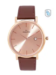 maxima Men Leather Straps Analogue Watch 66711LMGR