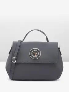 Baggit Solid PU Structured Satchel With Buckle Detail