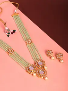 STEORRA JEWELS Gold-Plated Beaded Necklace And Earrings Jewellery Set