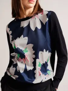Ted Baker Floral Printed Round Neck Cotton Pullover