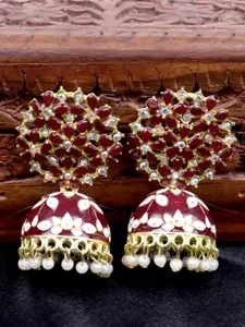 Krelin Gold-Plated Meenakari Dome Shaped Jhumkas Earrings
