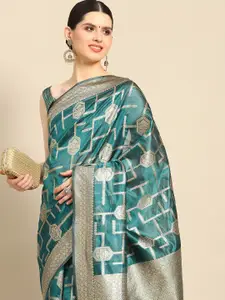 Saree mall Ethnic Motifs Organza Zari Banarasi Saree