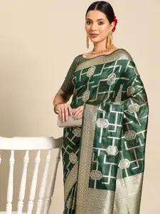 Saree mall Ethnic Motifs Zari Organza Banarasi Saree