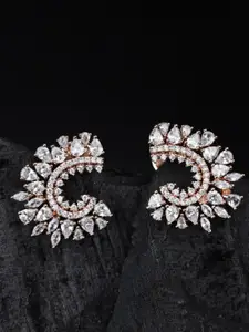 Kord Store Rose Gold-Plated Crescent Shaped Studs Earrings