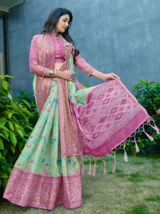 Saree mall Floral Printed Silk Blend Zari Banarasi Sarees