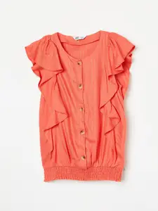 Fame Forever by Lifestyle Girls Striped Ruffles Cotton Blouson Top