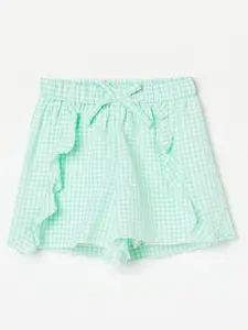 Fame Forever by Lifestyle Girls Checked Ruffle Detail Regular Fit Cotton Shorts