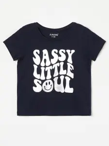 Juniors by Lifestyle Girls Typography Printed Pure Cotton T-shirt