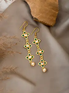 TEEJH Tvarita Gold-Plated Contemporary Drop Earrings