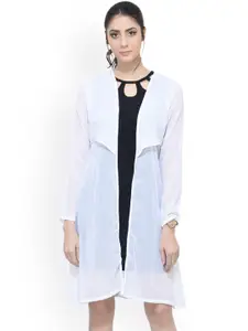 SCORPIUS White Solid Open Front Longline Shrug