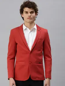 SHOWOFF Men Self Design Single-Breasted Slim-Fit Blazer