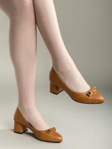 Shezone Bow Detail Block Heel Pumps