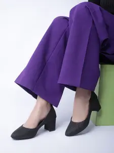 Shezone Textured Block Heel Pumps