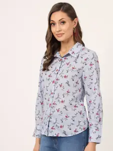 Beatnik Floral Printed Cotton Long Sleeves Casual Shirt