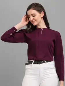 Kinjo Mandarin Collar Cuffed Sleeves Shirt Style Top