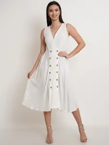 WESTCLO Cotton Fit & Flare Midi Dress