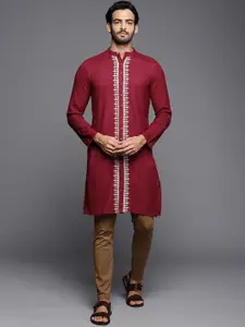 Indo Era Ethnic Motifs Embroidered Thread Work Pure Cotton Kurta