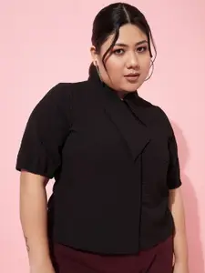Athena Ample Plus Size Self Design Short Sleeves Shirt Style Top