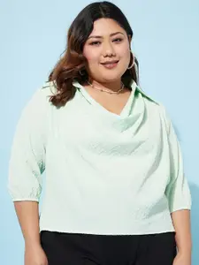 Athena Ample Plus Size Cowl Neck Extended Sleeves Casual Top