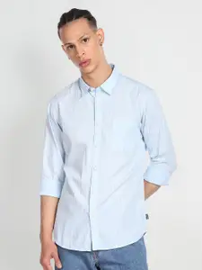 Flying Machine Vertical Striped Spread Collar Slim Fit Pure Cotton Casual Shirt