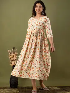 Mialo fashion Floral Printed Round Neck Cotton Ethnic Dress