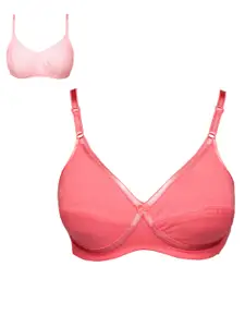 Jockey Pack of 2 Pink Solid Non-Wired Non-Padded T-shirt Bras
