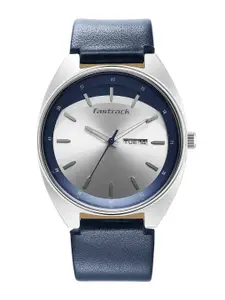 Fastrack Men Textured Dial & Leather Straps Analogue Watch 3292SL01
