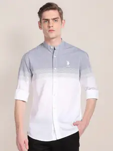 U.S. Polo Assn. Mandarin Collar Striped Pure Cotton Casual Shirt