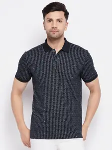 WILD WEST Geometric Printed Polo Collar Cotton T-shirt
