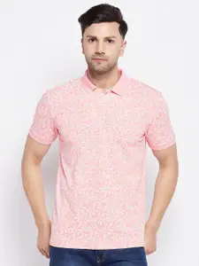 WILD WEST Floral Printed Polo Collar Cotton T-shirt
