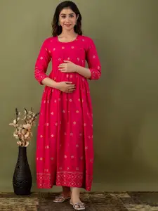 Mialo fashion Floral Printed Cotton Maternity Ethnic Dress