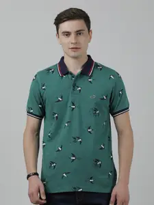 Crocodile Conversational Printed Polo Collar Slim Fit Cotton T-shirt