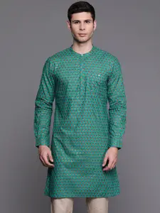 Indo Era Ethnic Motifs Printed Mandarin Collar Pure Cotton Kurta
