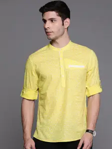 Indo Era Men Fluorescent Green Flared Sleeves Gotta Patti Kurta