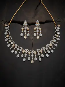 Kushal's Fashion Jewellery Gold-Plated CZ Necklace With Earrings